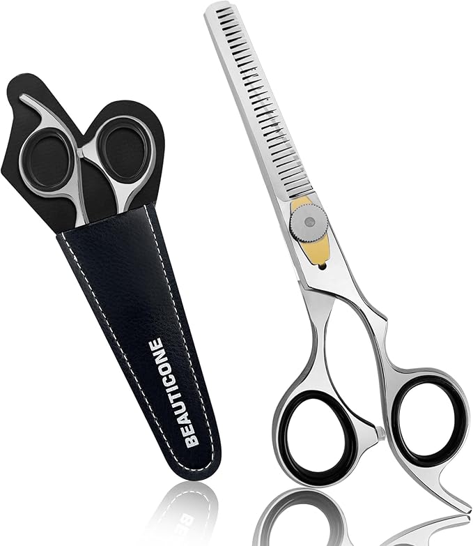 BEAUTICONE Thinning Shears for Hair Cutting, Professional Barber Hair Scissors, texturizing shears for Women/Men Trimming, Salon, Hair Layering scissor, Stainless Steel