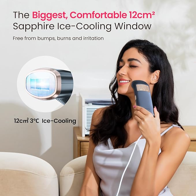TRIPLE-Pulse IPL Laser Hair Removal, 12cm² Sapphire 37°F Ice-Cooling Contact, Hair Removal Device for Women and Men, Permanent Hair Removal at Home for Legs, Face, Bikini, Armpits, Trinity iGlow 10