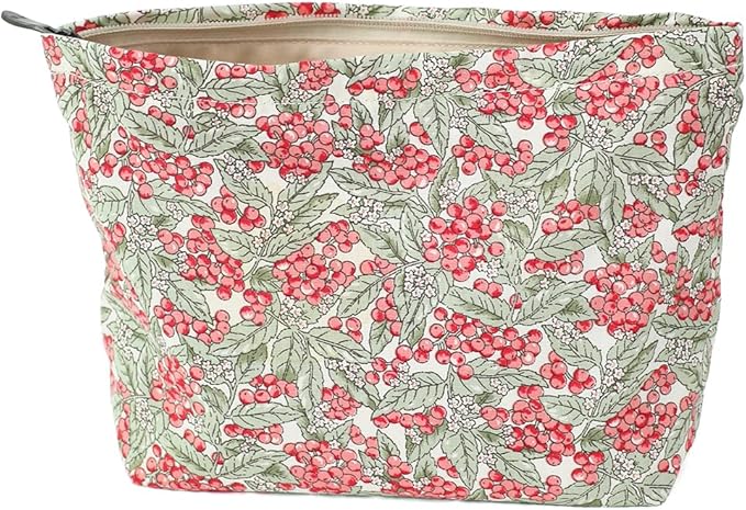 Cotton Printed Makeup Bag - Large Capacity Travel Cosmetic Pouch & Toiletry Organizer with Zipper, Perfect for Daily Use, Makeup Storage, or Gift Ideas