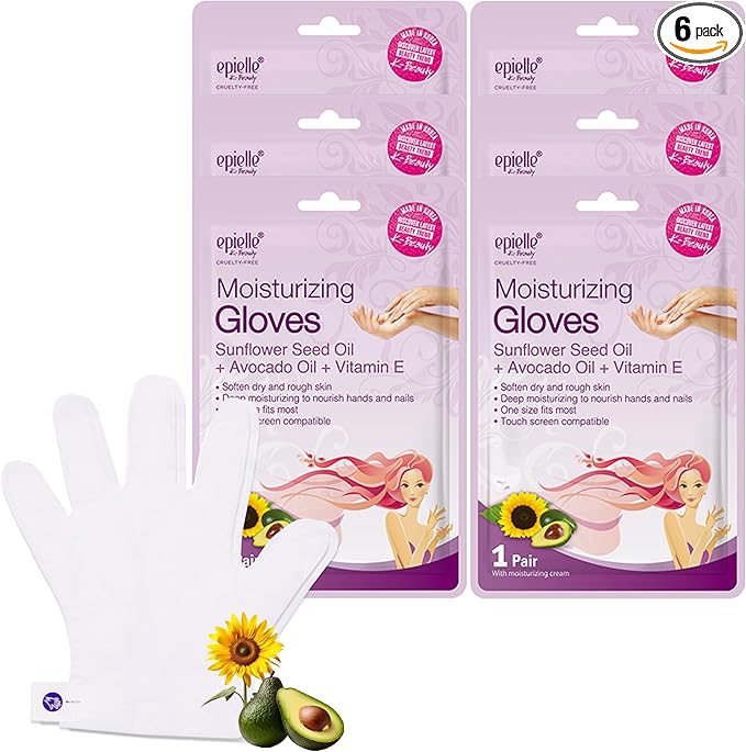Epielle Moisturizing Hand Mask 6 Pairs, Deep Moisturizing Gloves for Dry, Cracked Hands, Self Care Gifts for Women, Spa Kit, Stocking Stuffers, Thanksgiving Essentials