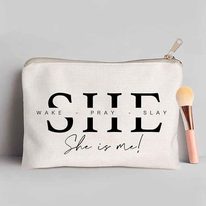 She Wake Pray Slay, She Is Me, Makeup Bag, I Am She, Motivational Cosmetic Bags, Entrepreneur Girl Boss, Boss Girl Gift, Mother's Day Gift, She Is Mom