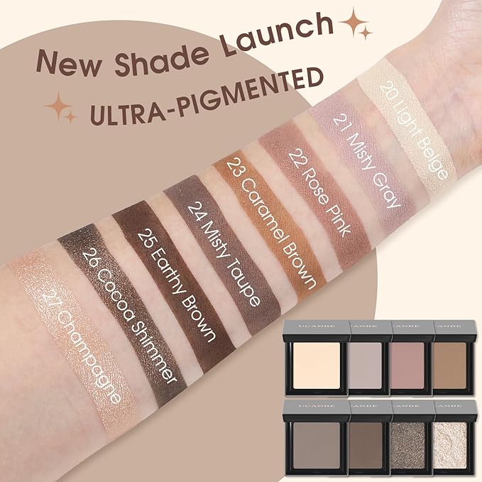 UCANBE Dusty Rose Pink Single Eyeshadow Palette, Neutral Mauve-Pink Matte Mini Eye Shadow Powder, Highly Pigmented Professional Long-Lasting Waterproof Makeup Pallet