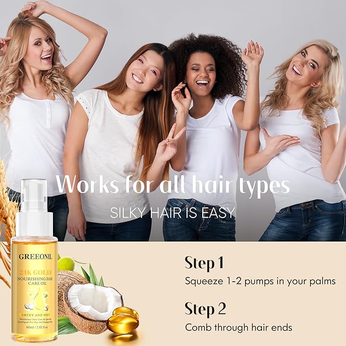 Argan, Coconut, and Olive Oil Nourishing Hair Treatment with Vitamin E for Frizz Control, Add Shine,Nourishing Hair Oil for Split Ends Hair Treatment, 4 Pack
