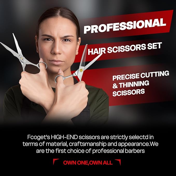 Professional Barber Hair Scissors Thinning Shears Kit - 6.8" HIGH-END Extremely Sharp Haircut Scissors Hairdressing Texturizing Hair Cutting Shears Set 440C Stainless Steel for Salon Home Stylists