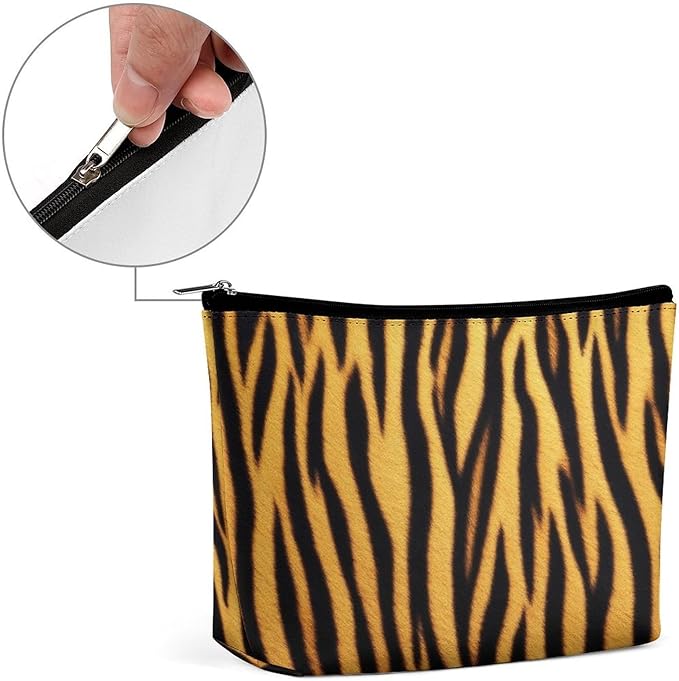 Women's Toiletry Bag, Travel Cosmetic Bag, Large Makeup Case, Wild Animal Tiger Skin Stripe Personality Fashion Zipper Cosmetic Case