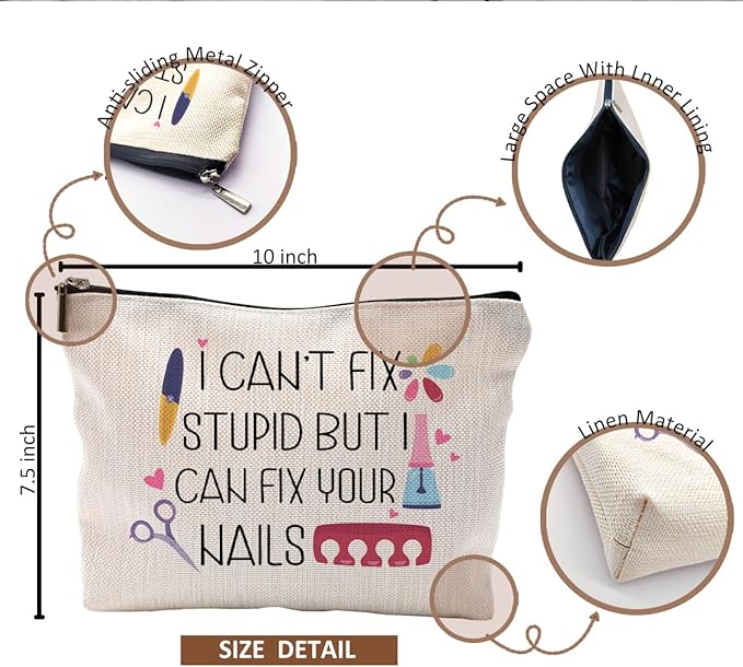 Nail Tech Gifts for Women Makeup Bag, Nail Tech Supplies, Gifts for Nail Technicians, Nail Lovers, Nail Tech Cosmetic Bag Toiletry Bag, Nail Artist Gifts, Manicurist Beautician Gifts