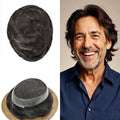 FACE MIRACLE Hair System for Men French Lace Mens Toupee Human Hair Replacement System Lace with PU Toupee for Men Male Hair Piece Wigs 6"X8" #210 Darkest Brown with 10% Gray