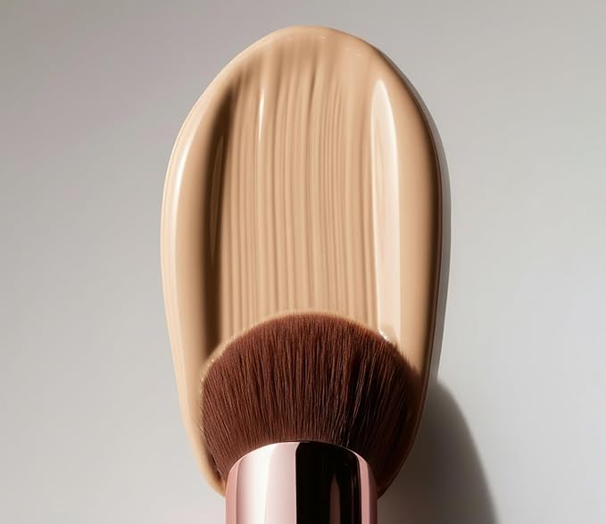 Lamora Makeup Brush Foundation Kabuki - Flat Top Face Brush for Liquid, Cream, and Powder Cosmetics - Full Coverage Blending, Buffing, Stippling, Contouring