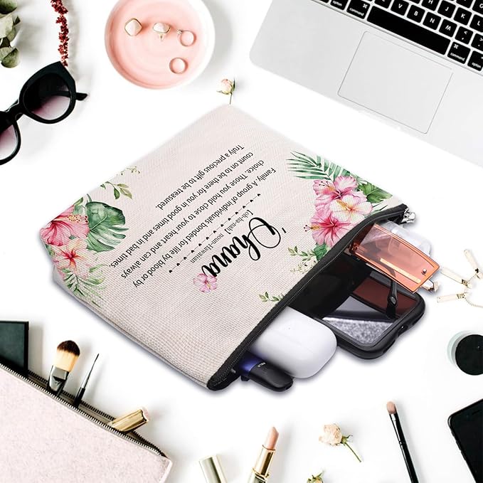 Hawaiian Travel Souvenirs Gifts for Women - Makeup Bag Cosmetic Bag for Hawaii Trip, City Themed Travel Essentials Bag Pouch