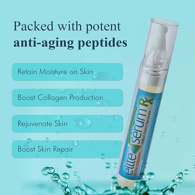 Elite Serum Rx - Anti Aging Under Eye Serum for Dark Circles and Puffiness with 7 Patented Peptides - Extra Strength Eye Lifting and Firming for Wrinkle Repair and Bags Treatment