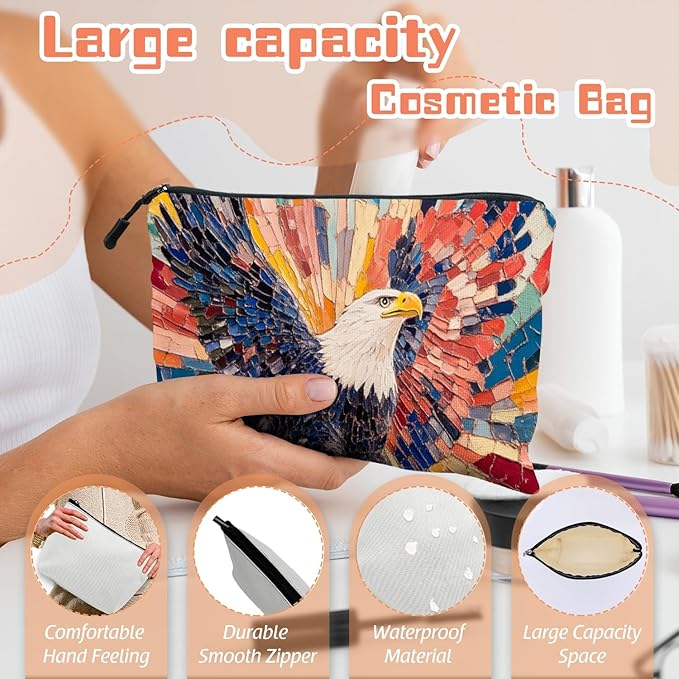 Cosmetic Bags Travel Makeup Toilet Case Waterproof Pouch for Women Girls 6.7X9.45inches - Vivid Rainbow - Hued Eagle