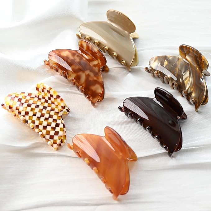 Handmade Celluloid Acetate French Design Barrettes Tortoise Shell Claws Hair Claw Luxury Fashion Accessories Hair Clip for Women (coffee)
