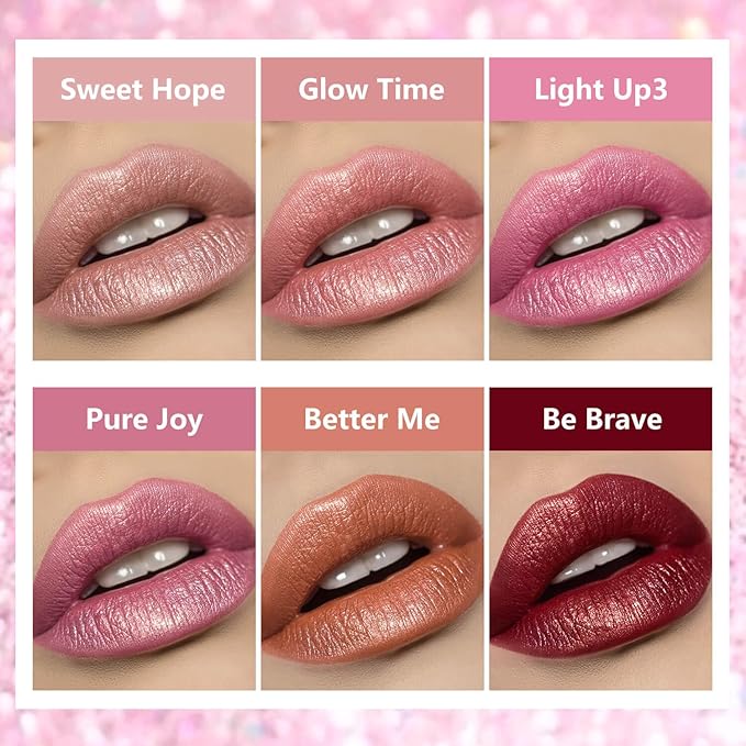 Metallic Liquid Lipstick Dark Red – High Pigment Long-Lasting Waterproof Lip Gloss, Smudge-Proof, Lightweight Red Metallic Lip Makeup for Parties & Everyday Wear (Be Brave)