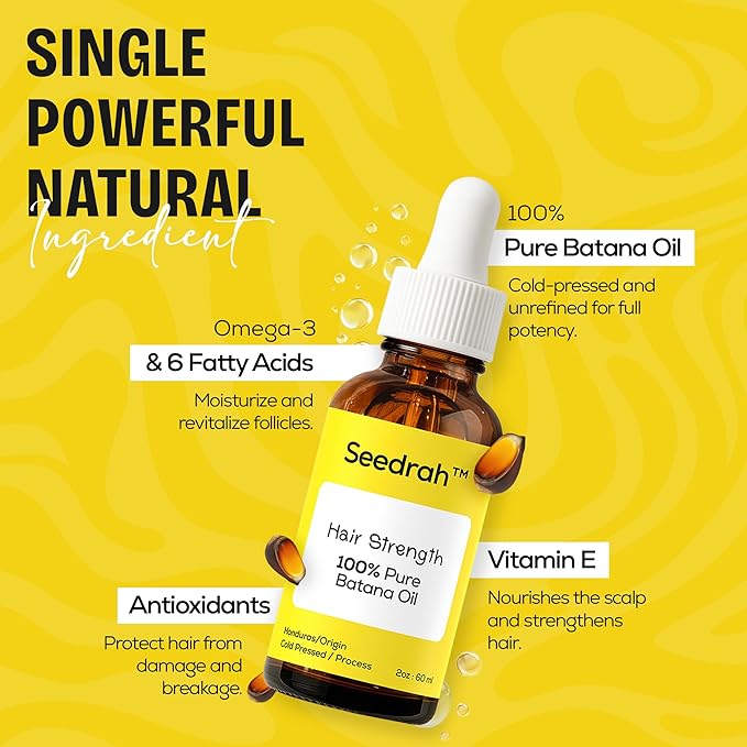 Batana Oil for Hair Growth, 100% Pure & natural Batana Oil from Honduras, helps Prevent Hair Loss, Eliminate Split Ends for Men & Women|For All Hair Types - 2 fl oz