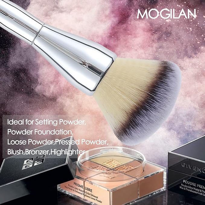 Powder Brush Large Foundation Brush for Pressd Powder Premium Fluffy Synthetic Kabuki Makeup Brush Perfect For Blending Buffing with Loose Powder Liquid Foundation Full Coverage