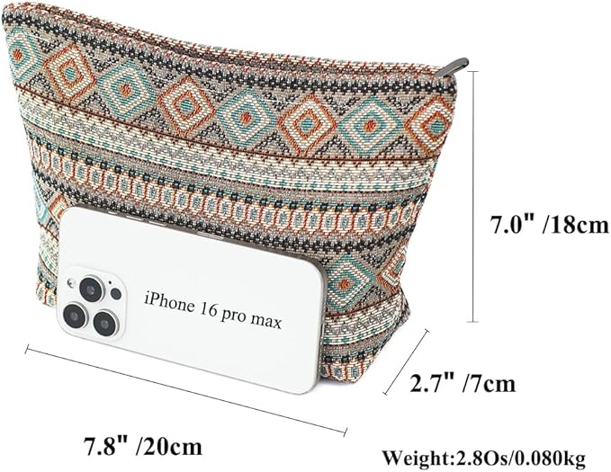Stylish Jacquard Makeup Bag - Large Capacity Cosmetic Pouch & Travel Toiletry Organizer with Zipper, Perfect for Daily Use & Gifts