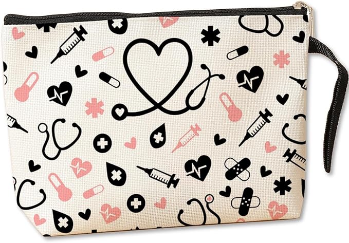 Jztco Nurse Gifts Makeup Bag Nurse Accessories for Work Essentials Nursing Appreciation Nurses Week Gifts for Women RN Toiletry Bag Nurses Day Graduation Birthday Cosmetic Bags