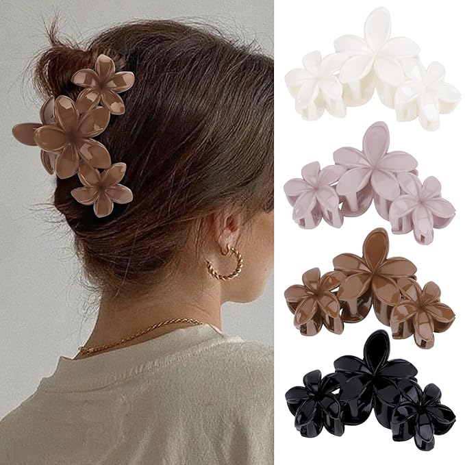 Hawaiian Flower Hair Clips Large Matte Hair Claw for Women Non-Slip Strong Hold Clips for Thick Hair Hair Accessories for Women and Girls