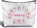 Chinoiserie Chinese Mahjong Makeup Bag, Mah Jong Gifts for Women Cosmetic Bags, Gifts for Mahjong Players Lovers Makeup Zipper Pouch