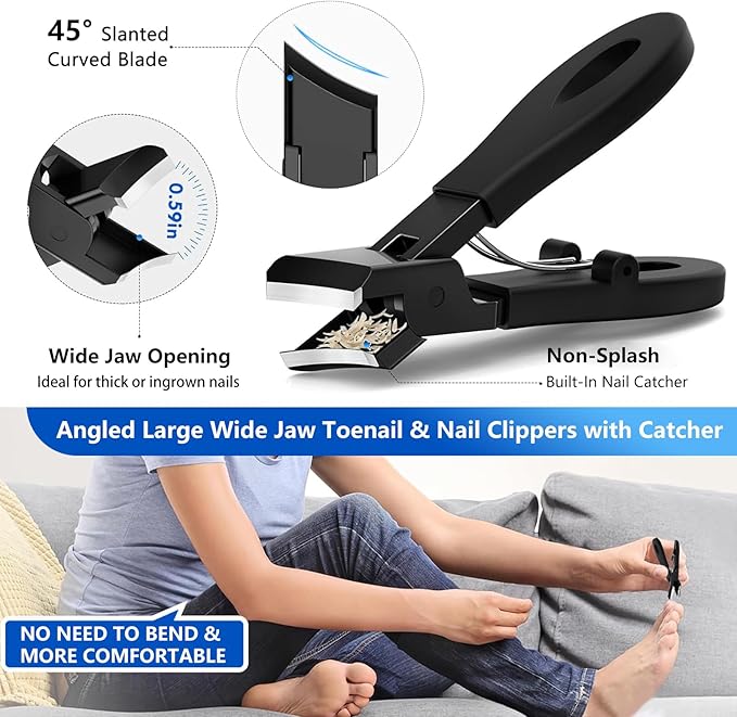 Toenail Clippers for Seniors Thick Nails, Ultra Sharp Sturdy Fingernail Toenail Clipper— Heavy Duty Ingrown Toenail Clippers, Thick Toenails with Wide Jaw Sharp Nail Cutter