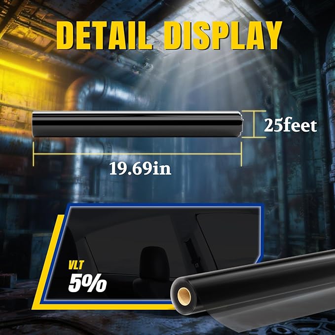 ARANA Nano Ceramic Window Tint Car 5% Percent, Automotive 5% Window Tints Professional Privacy Film for Car Trucks, 99% UV Heat Blocking Anti Glare & Scratch 20" in x 25'Ft