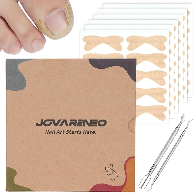 Ingrown Toenail Treatment, No Glue Breathable Curved Toenail Corrector，Ingrown Toenail Corrector Strips with File and Lifter, Professional Nail Correction Stickers 60Pcs