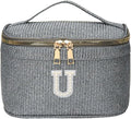 EURYNOME Makeup Bag with Custom Letter U, Water-Resistant Travel Organizer Pouch, (8.3x5.1x5.1 Inch) Cosmetic Case for Women