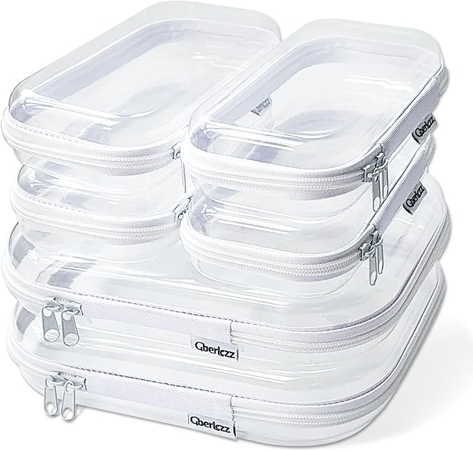Clear Hard Zipper Case for Storage, Durable Clear Zipper Pouches, Hard Plastic Zippered Pencil Pouch for Snacks Toy Travel Organizer