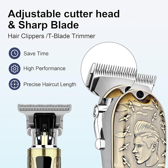 Professional Cordless Hair Clippers & Trimmers Set for Men - Hair Cutting & Beard Trimming Kit with LED Display, Adjustable Blades & Travel Case, Perfect Grooming Gift for Men