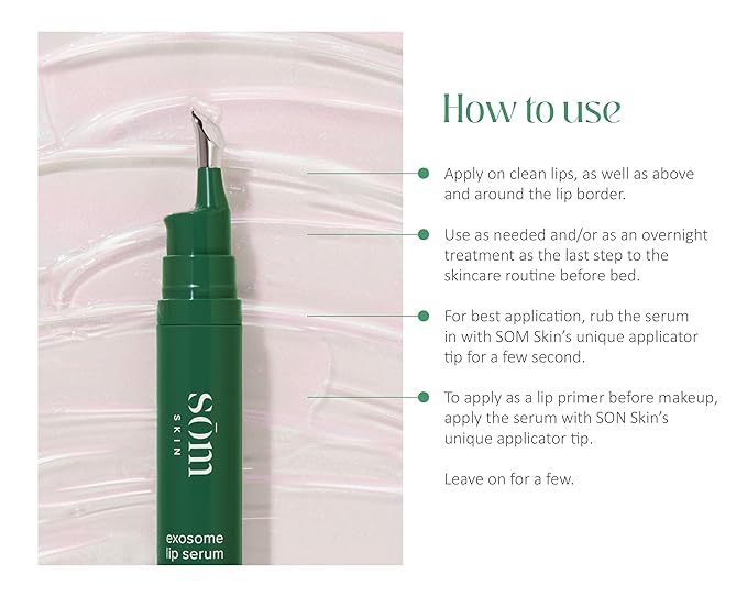 Exosome Lip Serum | Hydrating & Anti-Aging Lip Formula, Reduces Fine Lines & Wrinkles, Microbead Exfoliation, Plumps & Nourishes