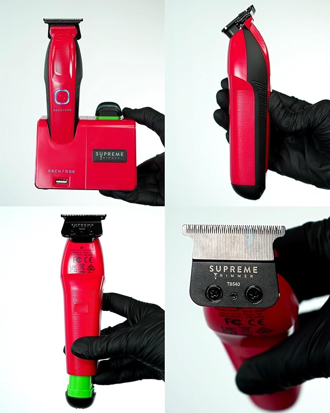 Supreme Trimmer Recharge ST777 – Professional Barber Trimmer with 2 Removable Batteries | 8000 RPM Motor, Zero Gap DLC Blades, Smart Charging Dock, USB-C Fast Charge