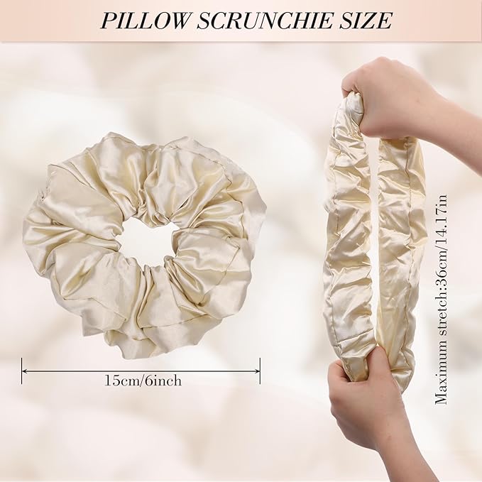 3Pcs Large Satin Hair Scrunchies, Pillow Satin Scrunchies for Thick Curls Hair Silk Sleepy Hair Tie Stocking Stuffers for Teen Girls
