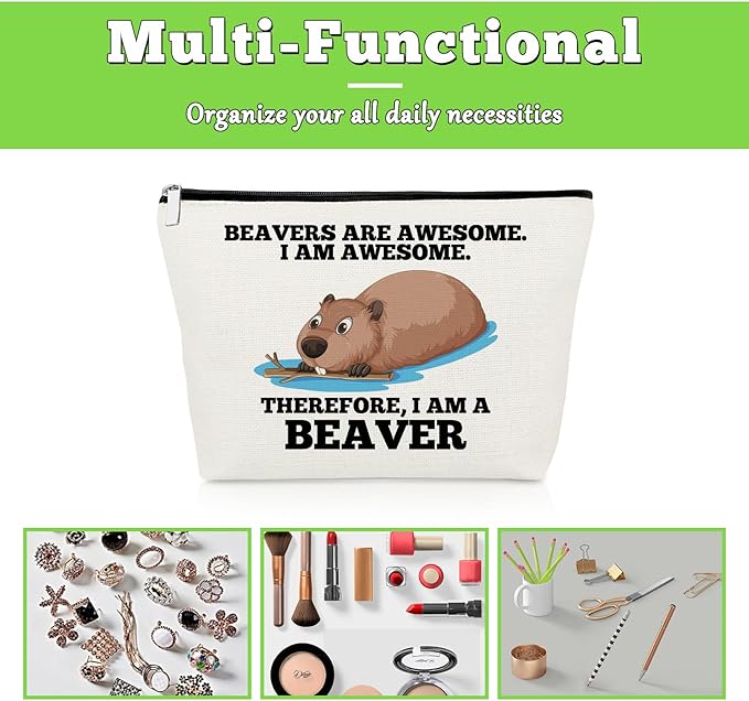 Beaver Gifts for Women Makeup Bag for Beaver Lovers Inspirational Gifts for Best Friend Cosmetic Bag Christmas Birthday Presents for Animal Lover Daughter Sister Coworker Travel Cosmetic Pouch