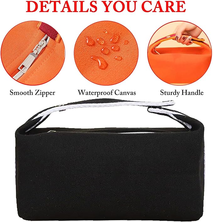 Travel Makeup Bag, Waterproof Canvas Cosmetic Bag Make Up Organizer Case for Women, Large Toiletry Bag Skincare Pouch for Toiletries Accessories Brushes
