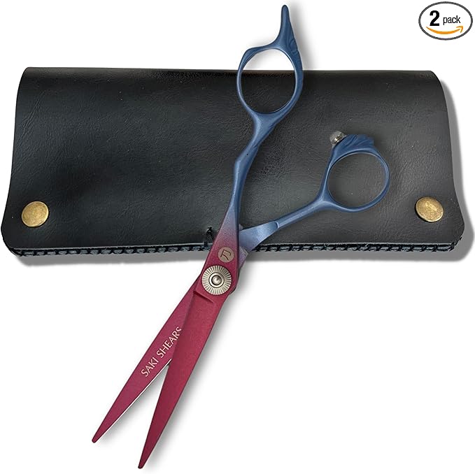 6 Inch Hair Shears Set - Rainbow Color Hair Cutting Scissors and Texturizing Shears - 440C Stainless Steel With Titanium Coating - Convex Blades for Wet or Dry Hair (Hair Cutting Shears)