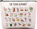 Cute Texas State Souvenirs Gift Makeup Bag Texas Themed Gifts for Women Alphabet Travel Cosmetic Bag Pouch