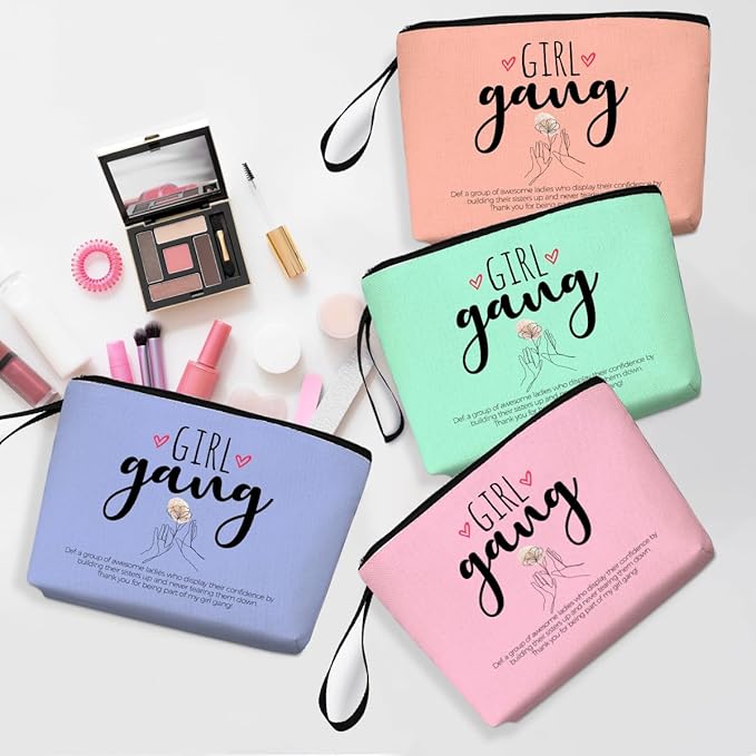 4Pcs Girls Trip Favors Weekender Bags for Women - Girl Power Makeup Bag with Zipper Pouch for Wedding, Bachelorette Party