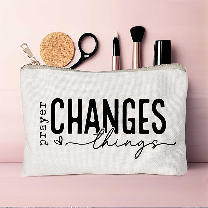 Prayer Changes Things Makeup Bag Christian Worthy You Matter Travel Bag Religious Faith Makeup Case Bible Verse Cosmetic Bag Sister Christian Gift Toiletry Bag Gift