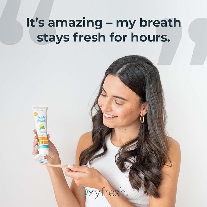 Oxyfresh Maximum Fresh Breath Lemon Mint Toothpaste - Clean Teeth & Fresh Breath - Natural Essential Oils & Natural Xylitol to Help Fight Tartar - SLS & Fluoride Free - 5 oz (Pack of 3)