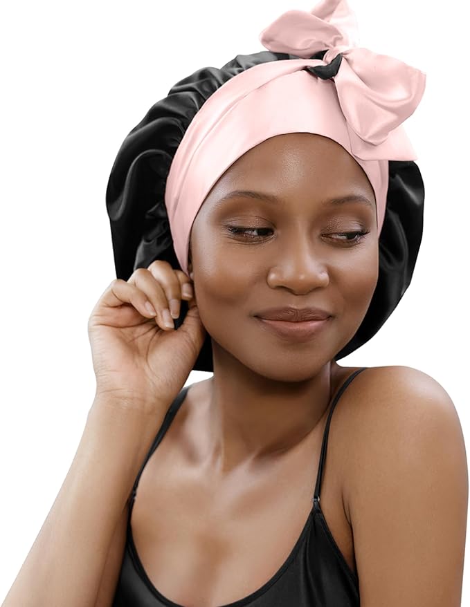 100% Mulberry Silk Bonnet for Sleeping Women with Curly Hair – Alternative to Double Layer Satin Bonnet with Tie Band