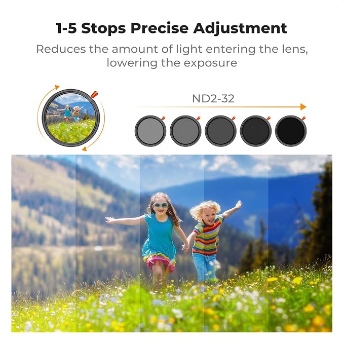 K&F CONCEPT 67mm Black Diffusion Mist Effect 1/4 & Variable ND2-32 & Circular - Image 5