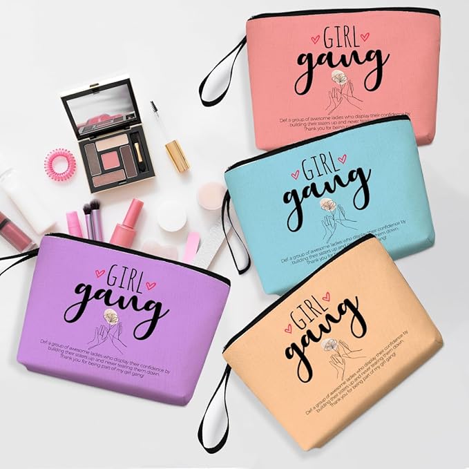 Hanamiya Na 4Pcs Girls Trip Gifts Favors Weekend Makeup Bag Friendship Girls Weekend Gifts Weekender Bags for Women Girl Bestie Cosmetic Bag Zipper Pouch Wedding Bachelorette Party Gift