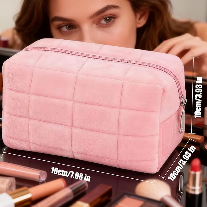 Makeup Bag Small Cosmetic Pouch for Purse Women Girls Y2k Checkered Make Up Bags