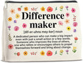Difference Maker Gifts Makeup Bag, Thank You Appreciation Gifts for Women Teacher Boss Leader Coworker, Difference Maker Definition Zipper Makeup Pouch