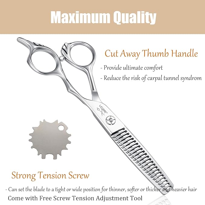JASON 6" Texturizing Hair Scissors, 23 Teeth Hair Texture Shears Professional Blending Hair Thinning Scissor for Barber, Hairdresser, Stylist, Women and Men, Japanese 440C Stainless Steel Christmas Gi
