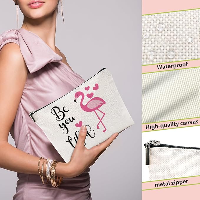 Flamingo Makeup Bag - Summer Cosmetic Bag, Animal Lover Gifts for Women, Themed Toiletry Bag for Graduation or Birthday