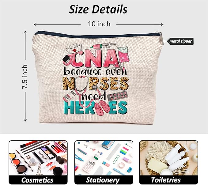 IWXYI Cna Bag,Western CNA Because Nurses Need Heroes Makeup Bag,Nurse Life Make up Bag
