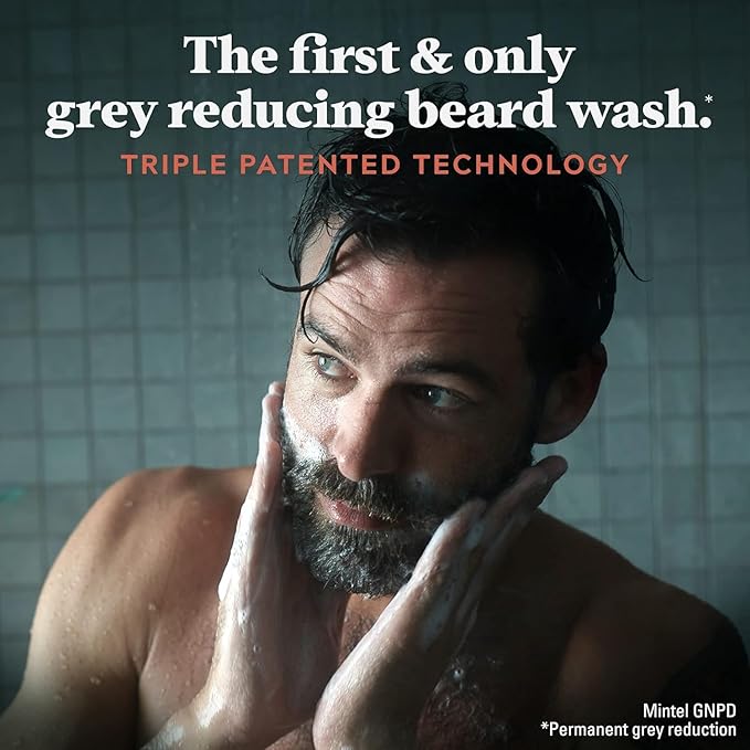 Just for Men Control GX Grey Reducing Beard Wash Shampoo with Keratin, Gradually Colors Mustache and Beard, Leaves Facial Hair Thicker Softer and Fuller, 4 Fl Oz - Pack of 1 (Packaging May Vary)