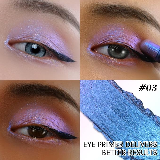 CHARMACY New Duochrome Long Stay Eyeshadow Stick, Creamy Eye Shadow Stick, Multicolor-Shifting Glitter Eyeshadow, Waterproof & Smudge-Proof, High Pigmented, Built-in Smudger #03
