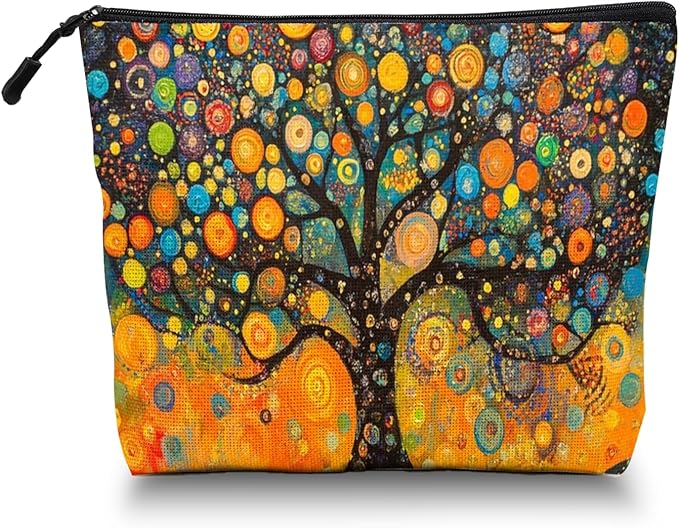 Cosmetic Bags Travel Makeup Toilet Case Waterproof Pouch for Women Girls 6.7X9.45inches - Whimsical Chromatic Arbor